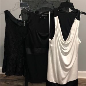 Set of THREE Express Tops!  Two black, one B&W